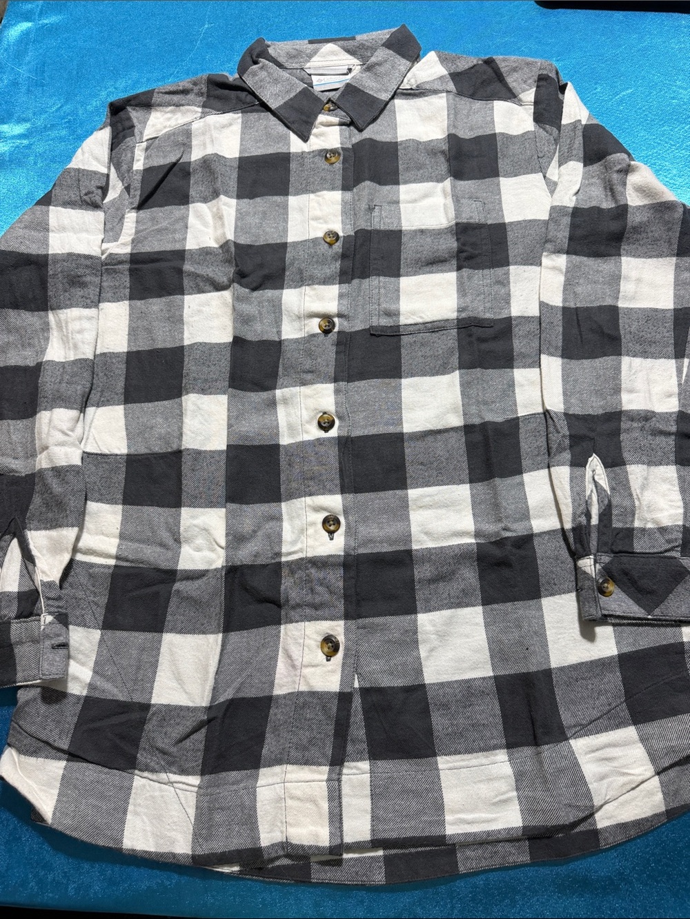 Men's Black & White Plaid Button-Down Shirt